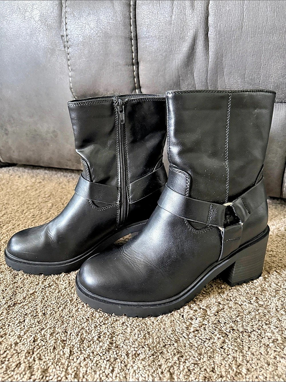 Black Buckle Ankle Boots Like New